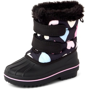 The Children’s Place Boys’ Faux Fur Trim Snow Boots(Black Hearts)