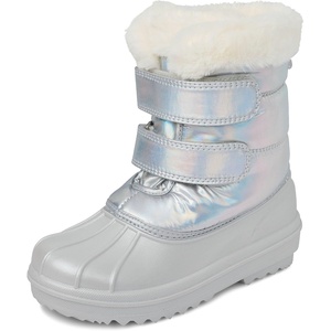 The Children’s Place Boys’ Faux Fur Trim Winter Snow Boots(Silver)
