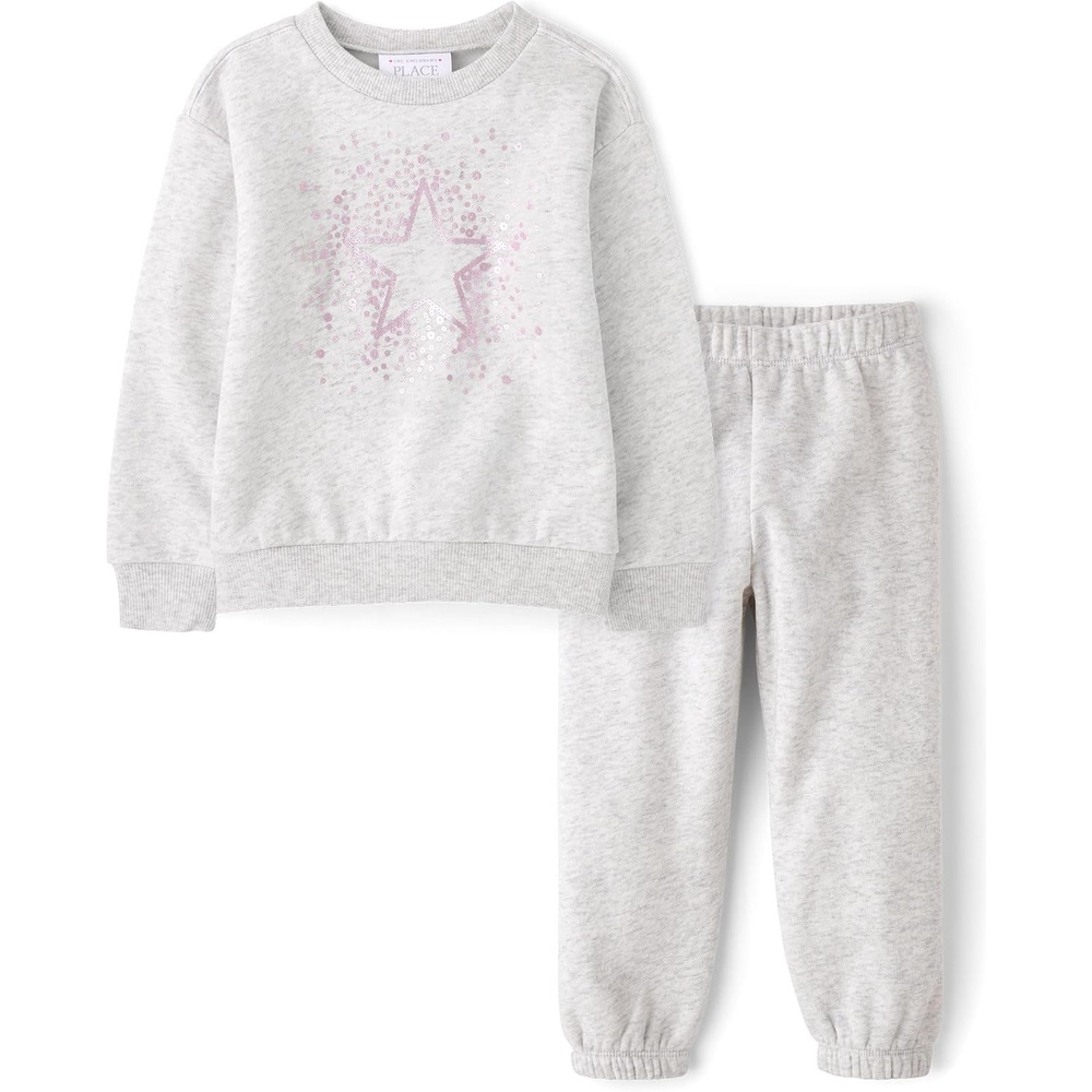 image:imageThe Childrens Place Baby Girls And Toddler Active Long Sleeve Premium Fleece Sweatshirt and Pants 2piece Outfit SetLunar Starburst