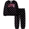 The Children’s Place Baby Girls’ And Toddler Active Long Sleeve Premium Fleece Sweatshirt and Pants, 2-piece Outfit Set(Black Polka Dots)