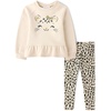 The Children’s Place Baby Girls’ And Toddler Long Sleeve Active Shirt and Pant, 2 Piece Outfit(Beige Leopard)