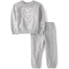The Children’s Place Baby Girls’ And Toddler Long Sleeve Active Shirt and Pant, 2 Piece Outfit(Grey Lace)