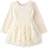 The Children’s Place Baby Girls’ Heart Mesh Tutu Dress(Ivory Sparkle)