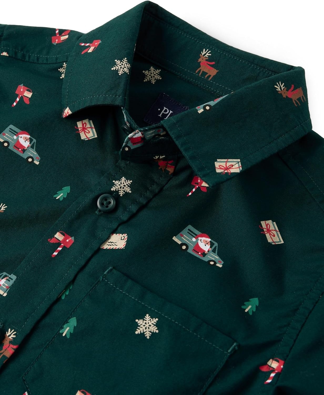 image:imageThe Childrens Place Boys Long Sleeve Button Down ShirtsFestive Green
