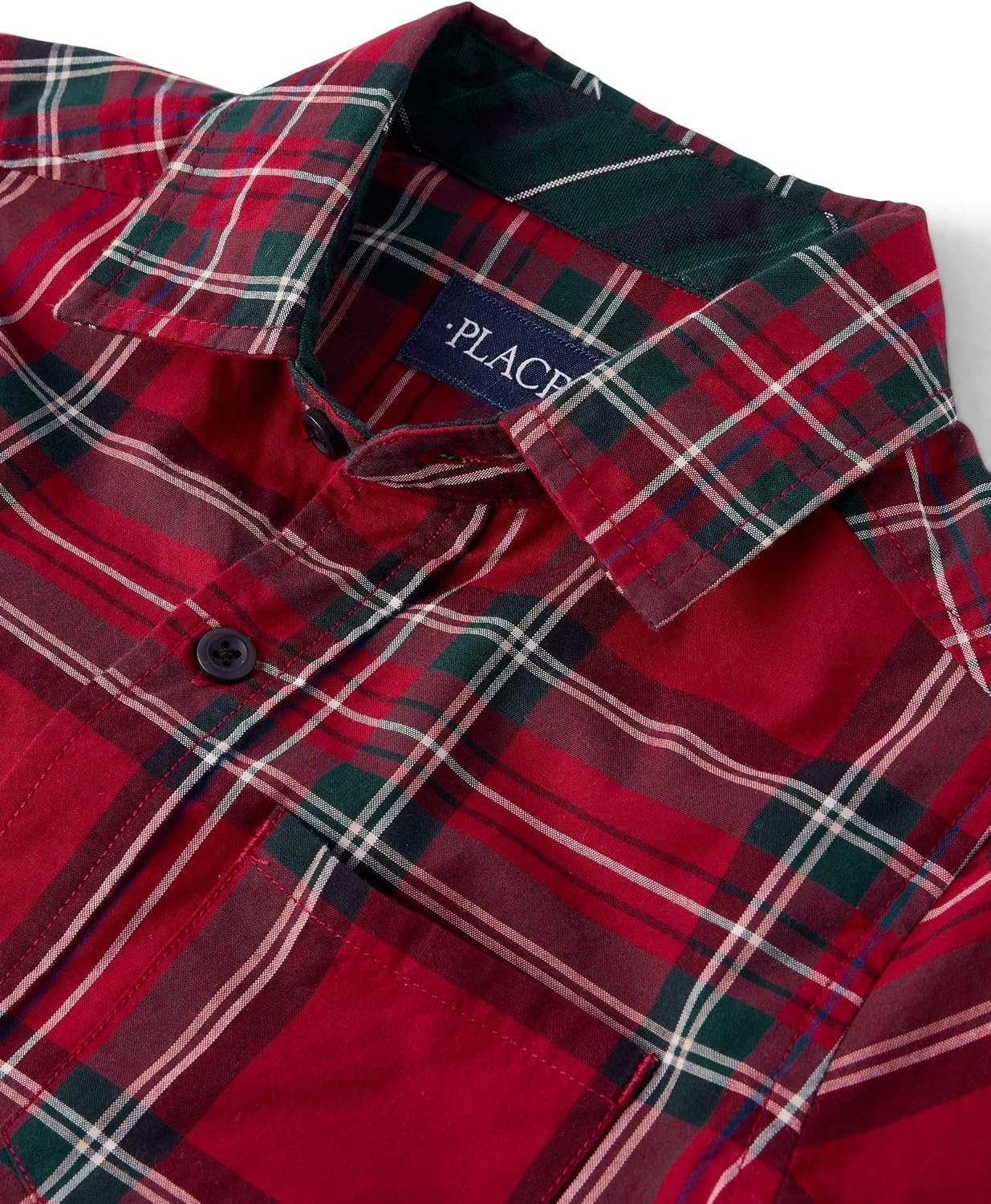image:imageThe Childrens Place Boys Long Sleeve Button Down ShirtsRed Ochre Plaid