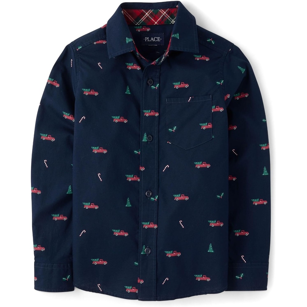 image:imageThe Childrens Place Boys Long Sleeve Button Down ShirtsFestive Tidal
