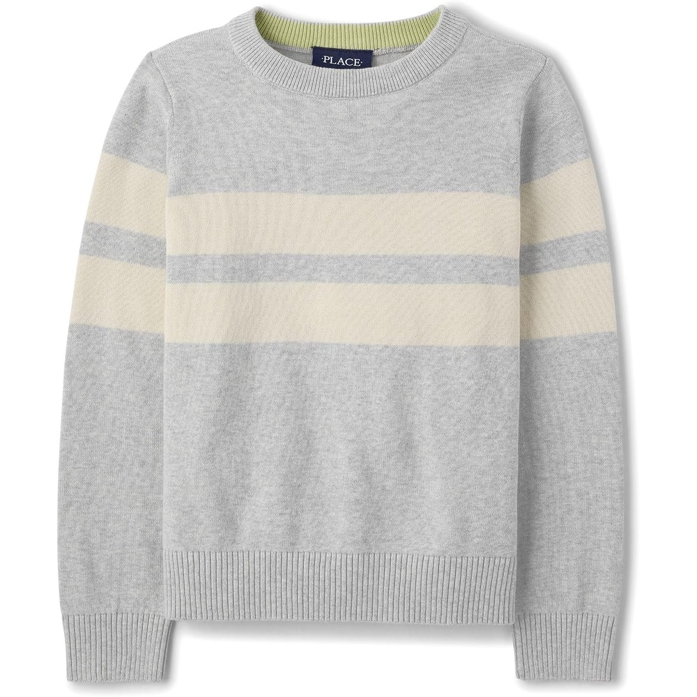 image:imageThe Childrens Place Boys Long Sleeve Crew Neck Pullover SweaterHeather Mist