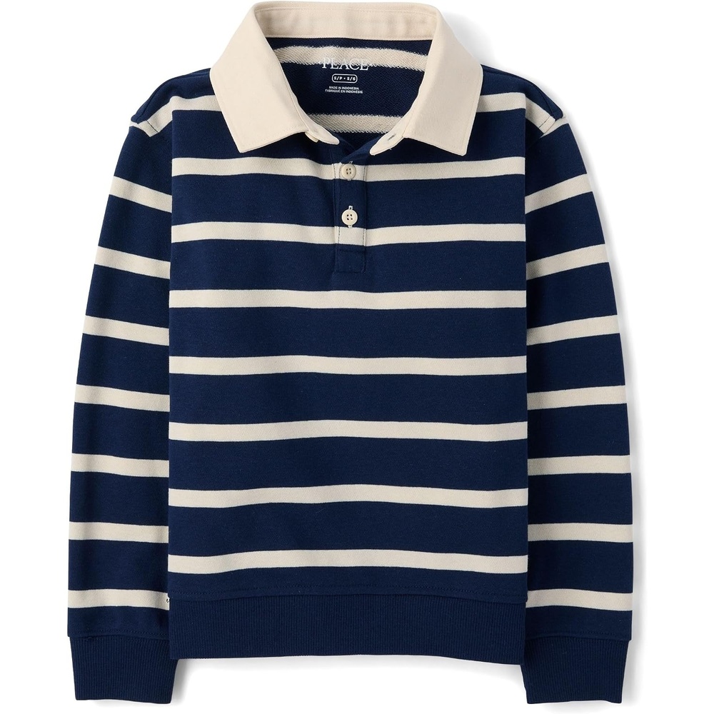 image:imageThe Childrens Place Boys Long Sleeve Rugby PoloTidal Stripe