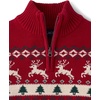 The Children’s Place,Boys,Long Sleeve Quarter Zip Pullover Sweater,Holiday Fairisle,X-Small