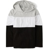 The Children’s Place Boys’ Long Sleeve Shirt With Hood(Black Colorblock)