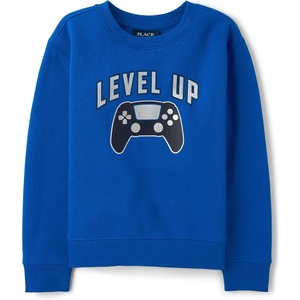 The Children’s Place Boys’ Long Sleeve Crew Neck Pullover Sweatshirt(Level Up)