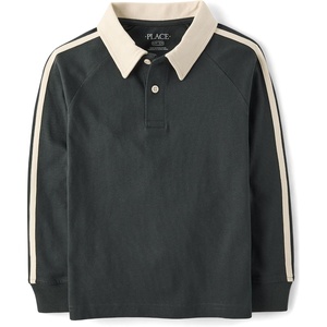 The Children’s Place Boys’ Long Sleeve Rugby Polo(Motoroil)