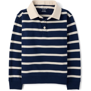 The Children’s Place Boys’ Long Sleeve Rugby Polo(Tidal Stripe)