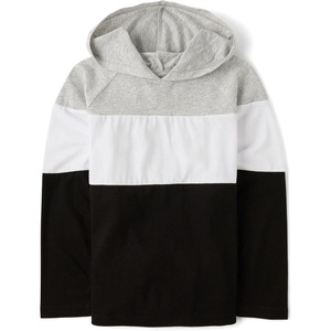 The Children’s Place Boys’ Long Sleeve Shirt With Hood(Black Colorblock)