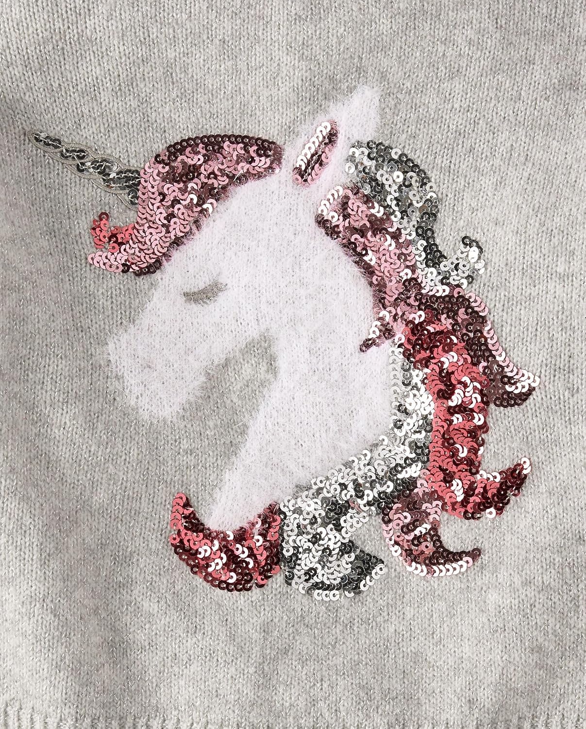 image:imageThe Childrens Place Girls Long Sleeve Crew Neck Pullover Sequin SweaterUnicorn