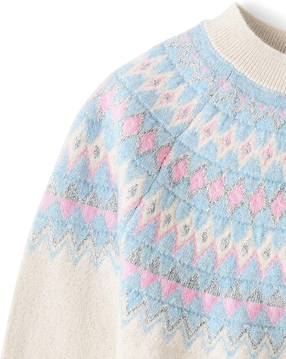 image:imageThe Childrens Place Girls Long Sleeve Crew Neck Pullover SweaterBlue Fairisle
