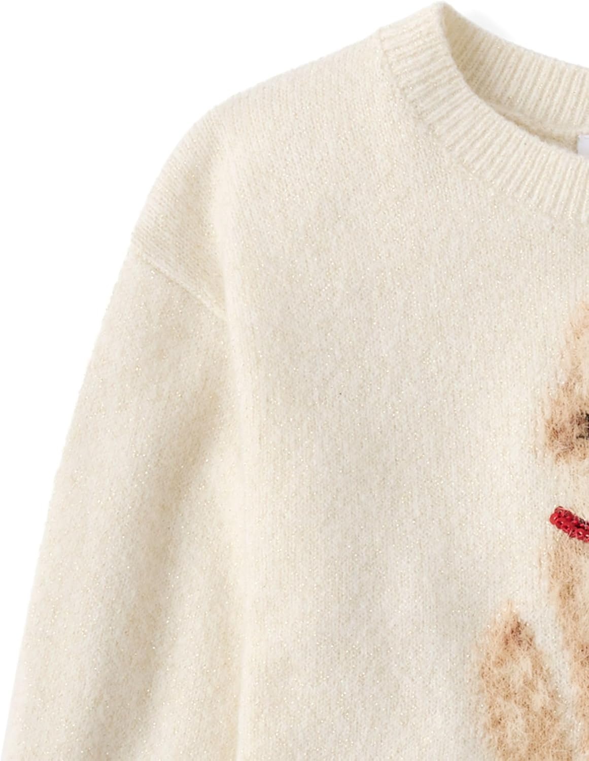 image:imageThe Childrens Place Girls Long Sleeve Crew Neck Pullover SweaterIvory Kitten
