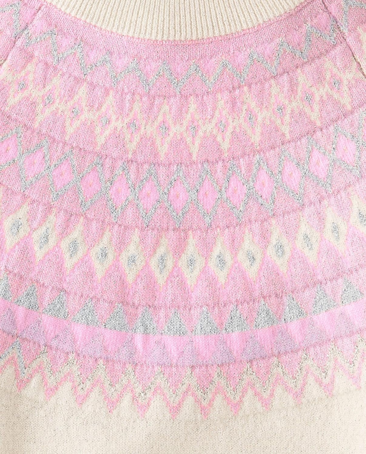 image:imageThe Childrens Place Girls Long Sleeve Crew Neck Pullover SweaterPink Fairisle