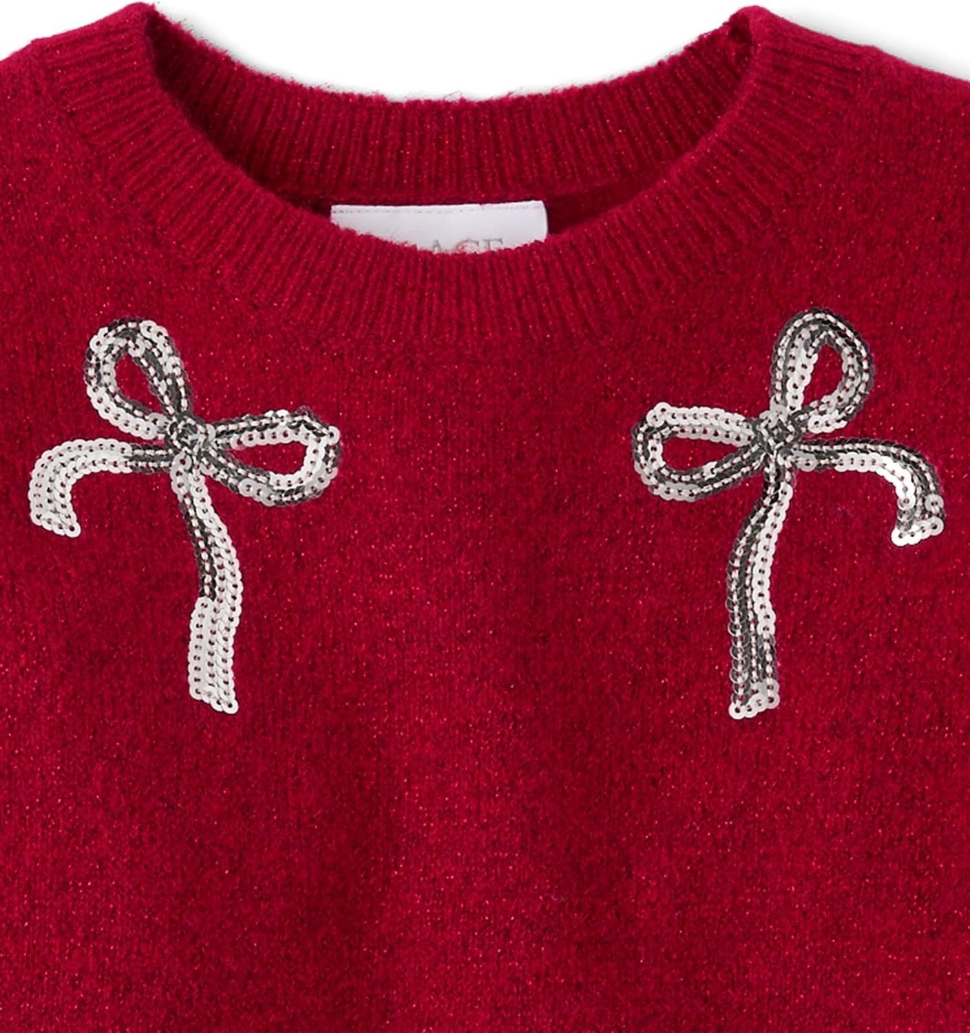 image:imageThe Childrens Place Girls Long Sleeve Crew Neck Pullover SweaterRed Ochre Bows