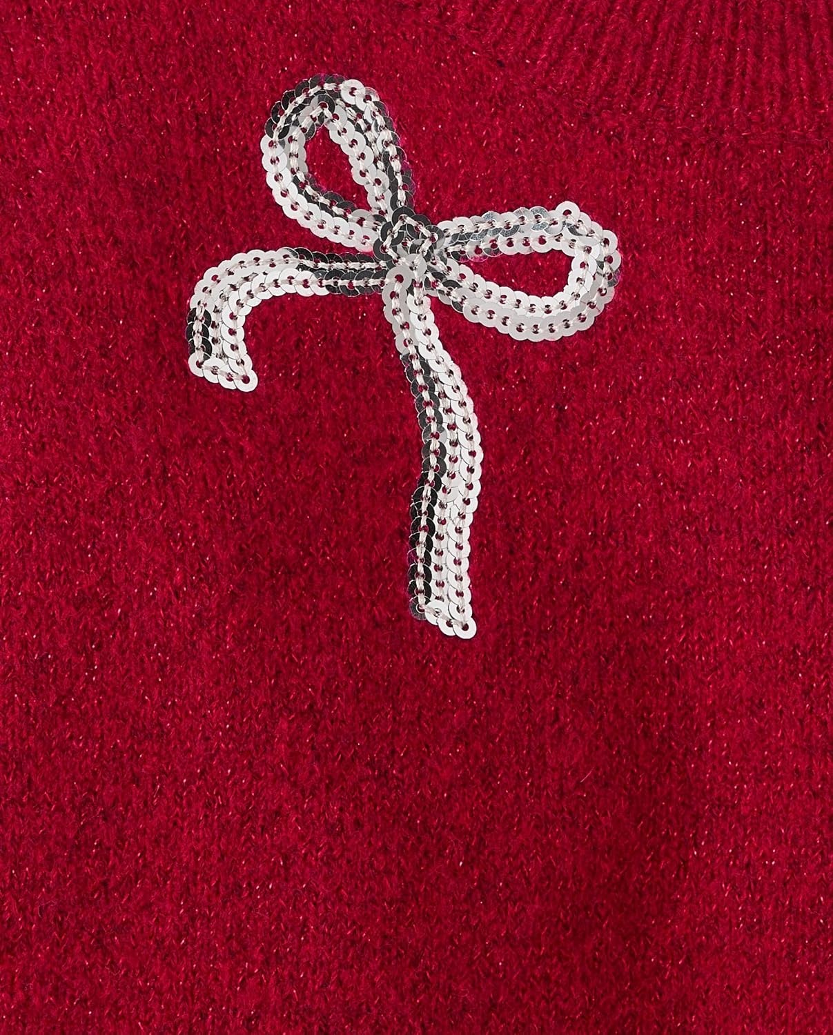 image:imageThe Childrens Place Girls Long Sleeve Crew Neck Pullover SweaterRed Ochre Bows