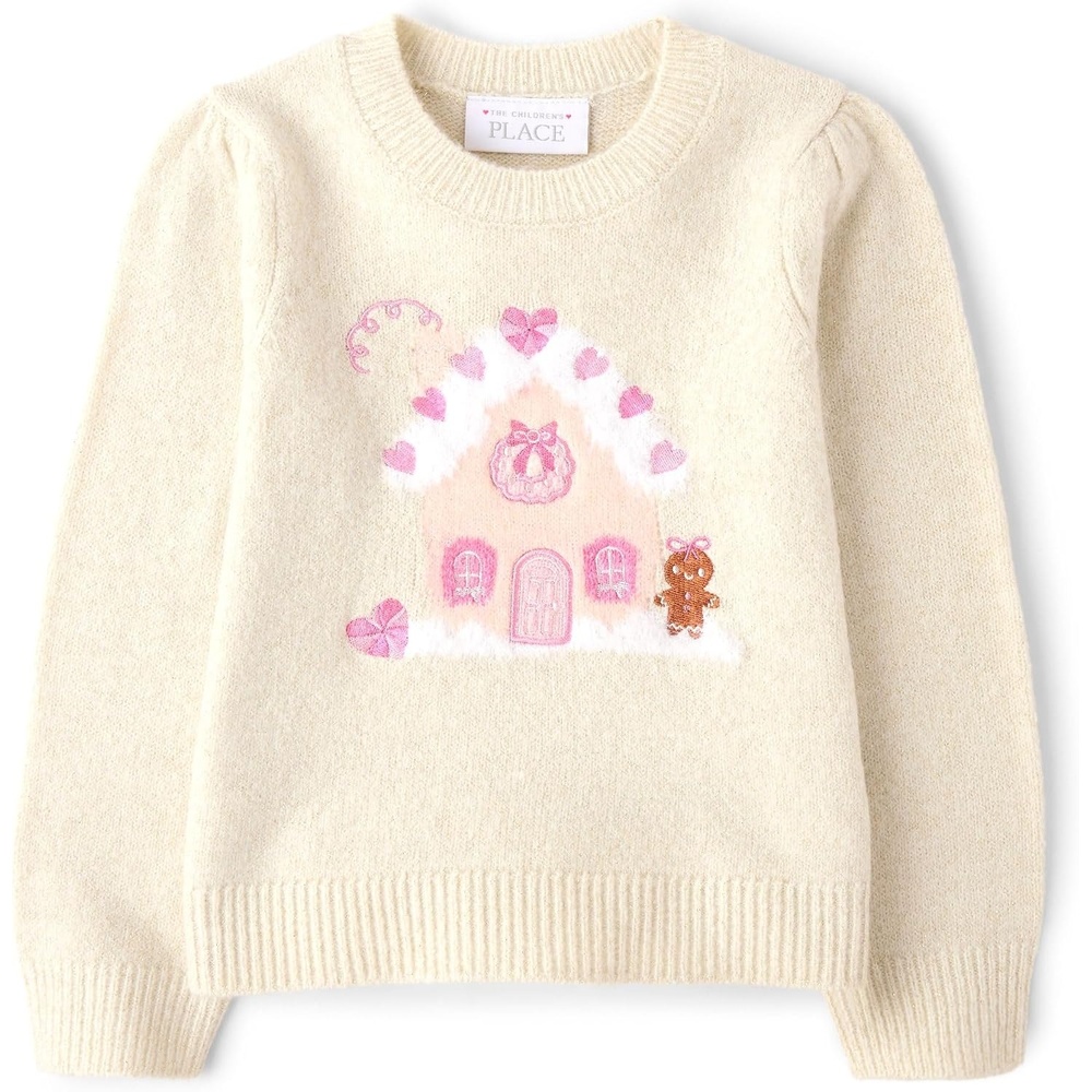 image:imageThe Childrens Place Baby Girls and Toddler Long Sleeve Crew Neck Pullover SweaterGingerbread House