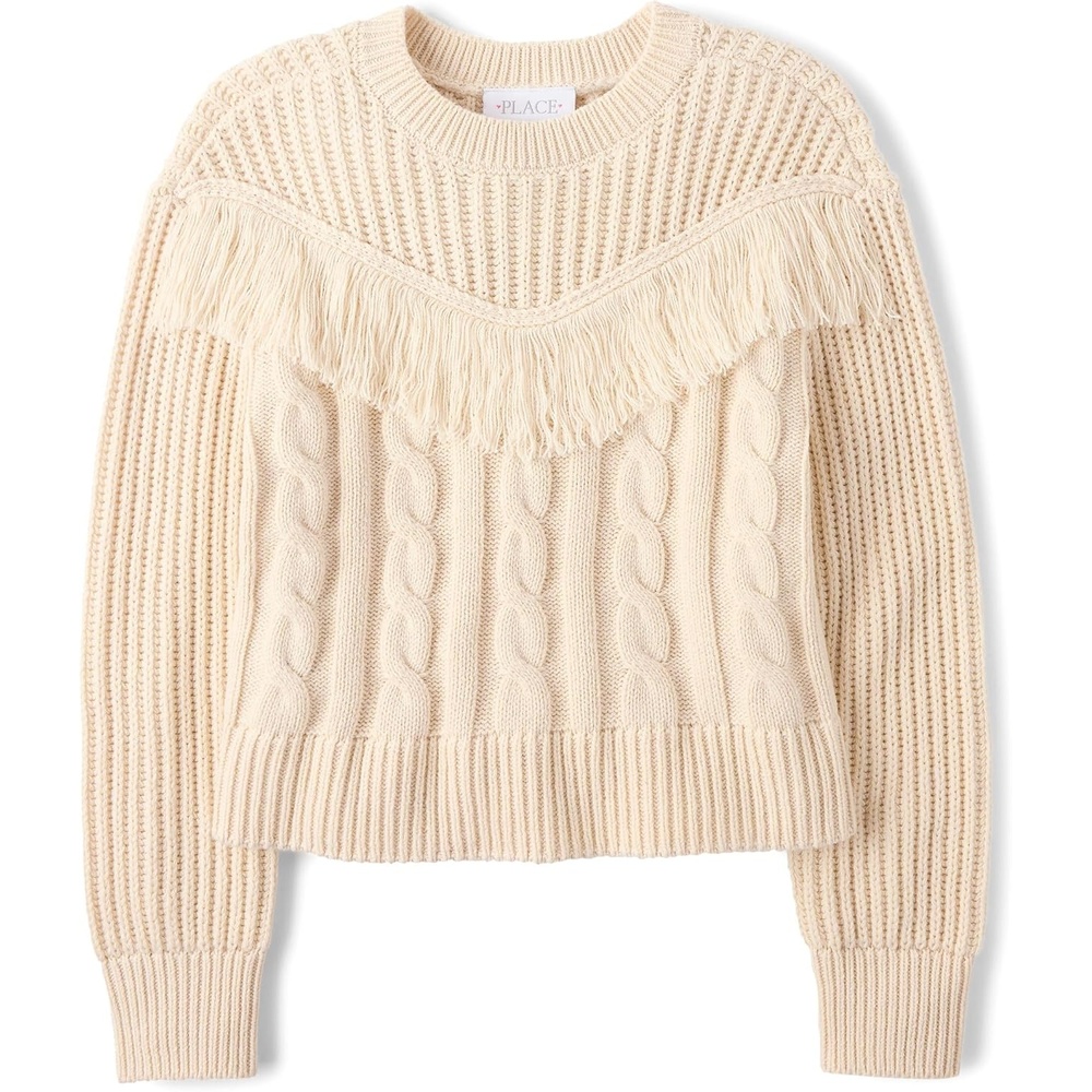 image:imageThe Childrens Place Girls Long Sleeve Crew Neck Pullover SweaterFrappe 2