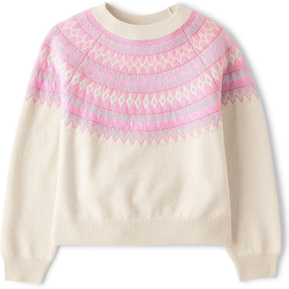 image:imageThe Childrens Place Girls Long Sleeve Crew Neck Pullover SweaterPink Fairisle