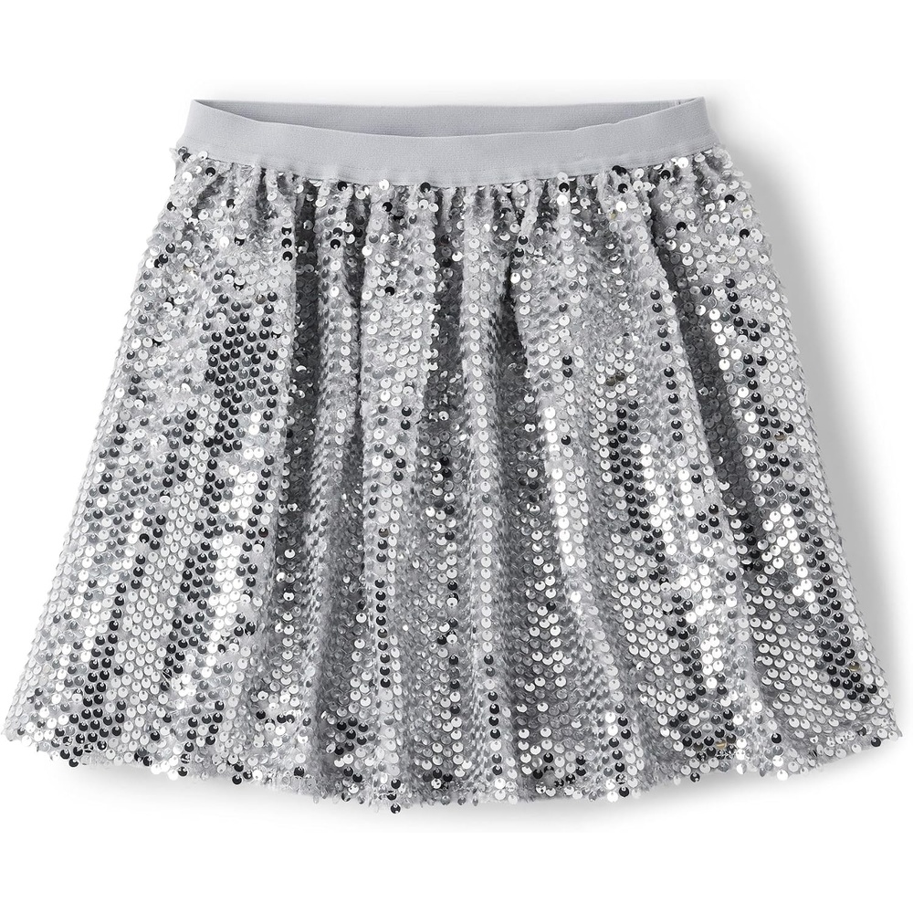 image:imageThe Childrens Place Girls Pull on Dressy SkirtsSilver Sequin