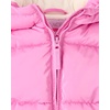 The Children’s Place Girls’ Water and Wind Resistant Hooded Zip Front Puffer Jacket, Microfleece Lined(Perfectly Pink)