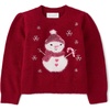 The Children’s Place Baby Girls’ and Toddler Long Sleeve Crew Neck Pullover Sweater(Red Snowman)