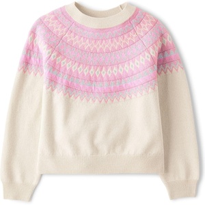 The Children’s Place Girls’ Long Sleeve Crew Neck Pullover Sweater(Pink Fairisle)