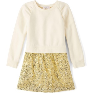 The Children’s Place Girls’ Tutu Dress, Long Sleeve(White Daisy Sweatshirt)