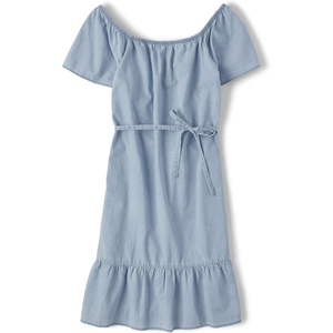 The Children’s Place Women’s Short Sleeve Holiday Dress(Chambray)