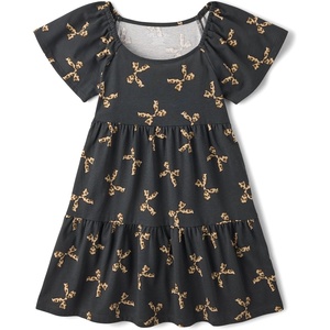 The Children’s Place Women’s Short Sleeve Holiday Dress(Leopard Bows)