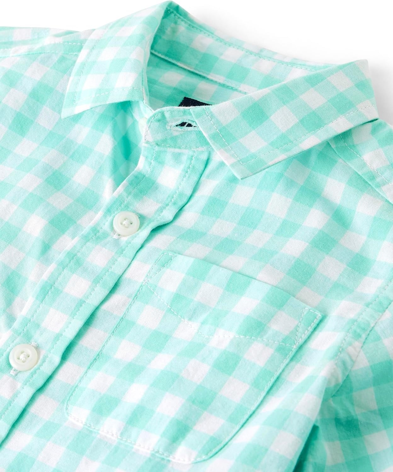 image:imageThe Childrens Place Baby Boys and Toddler Poplin Long Sleeve Button Down ShirtAqua Gingham