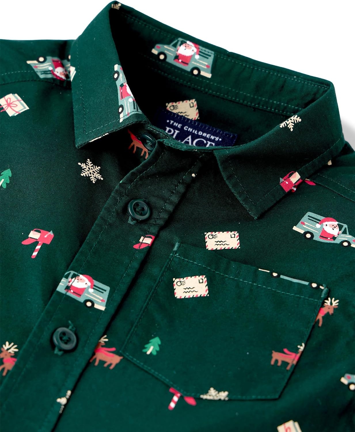 image:imageThe Childrens Place Baby Boys and Toddler Poplin Long Sleeve Button Down ShirtHoliday Green