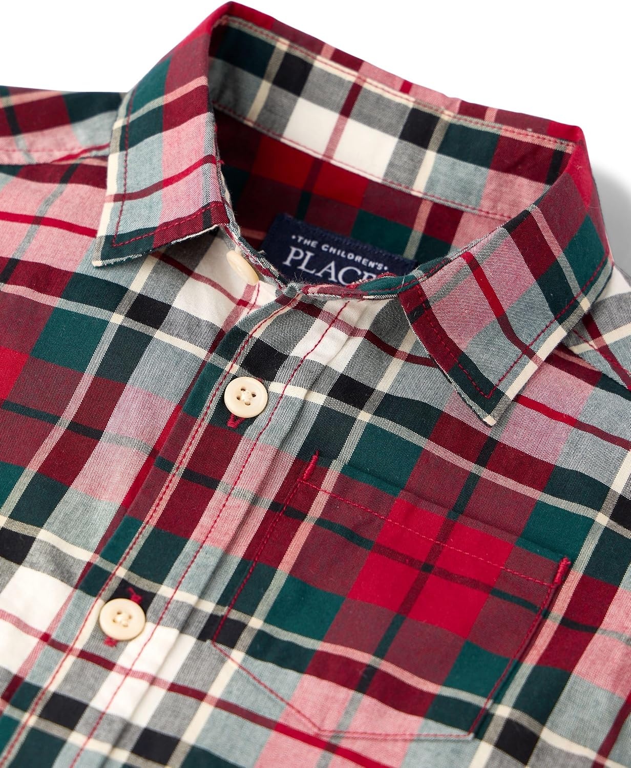 image:imageThe Childrens Place Baby Boys and Toddler Poplin Long Sleeve Button Down ShirtIvory Plaid