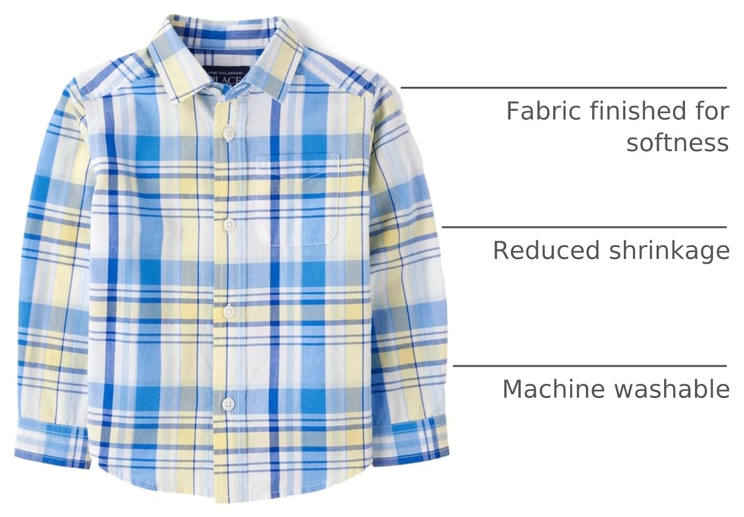 image:imageThe Childrens Place Baby Boys and Toddler Poplin Long Sleeve Button Down ShirtSun Valley Plaid