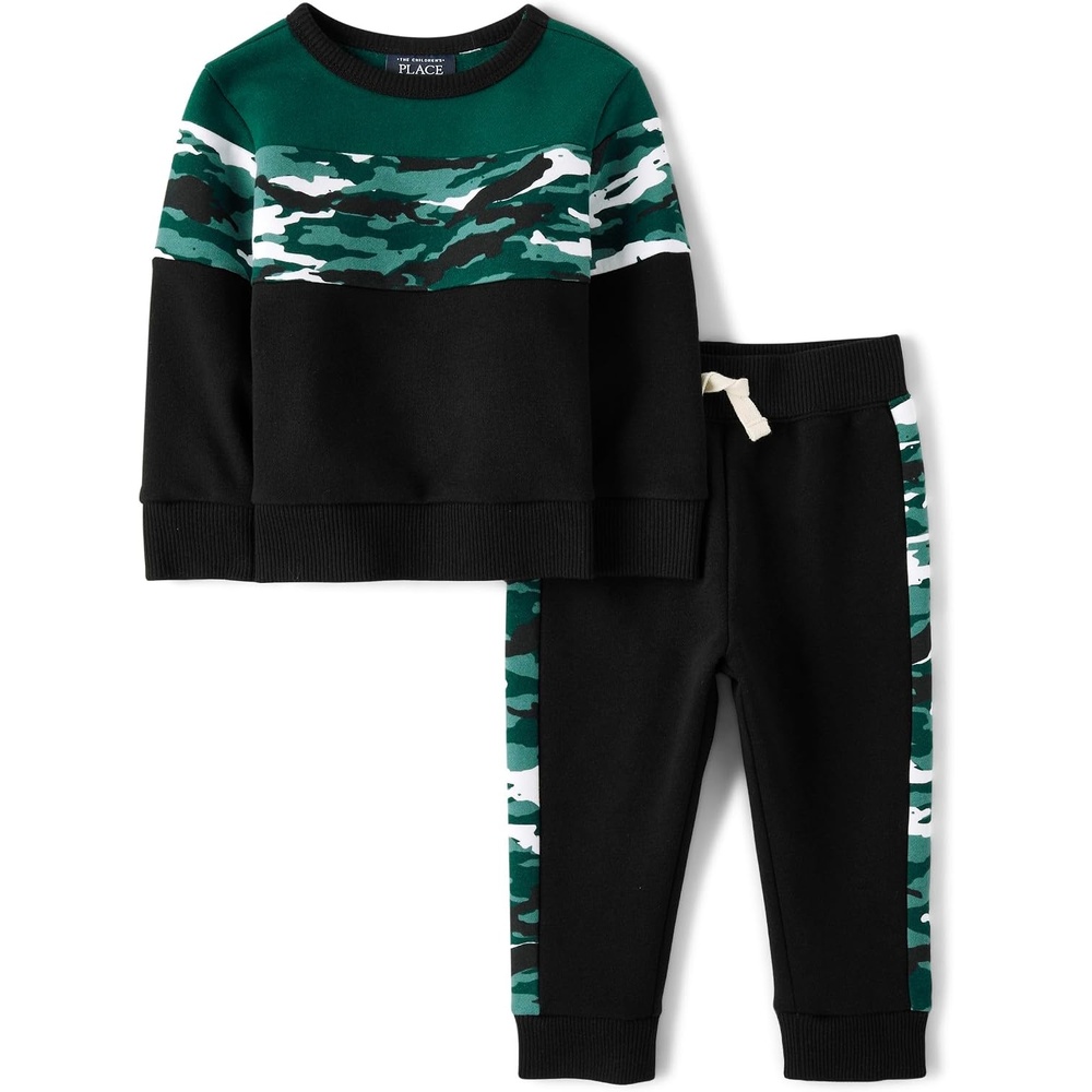 image:imageThe Childrens Place Baby Boys And Toddler Sweatshirt and Sweatpant 2 Piece OutfitGreen Black Camo