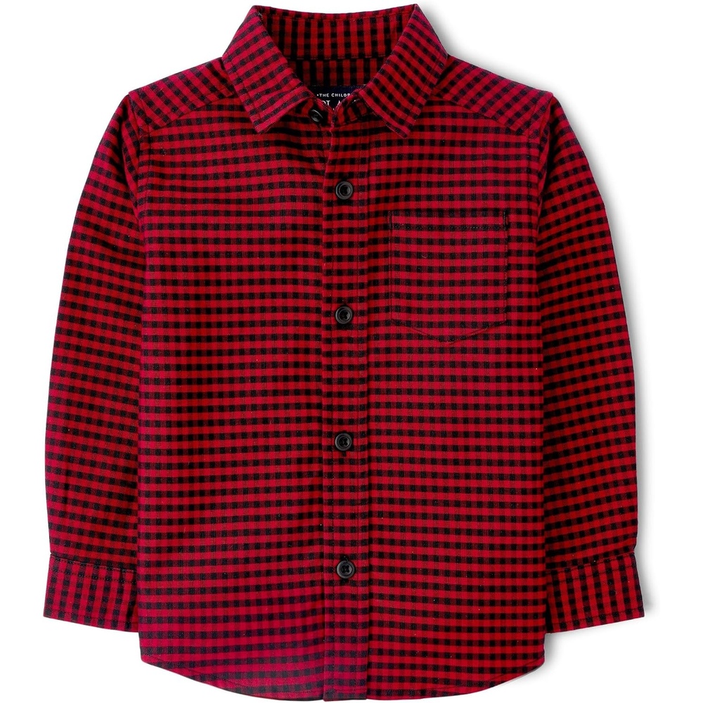 image:imageThe Childrens Place Baby Boys Long Sleeve Oxford Button Down ShirtRed Ochre