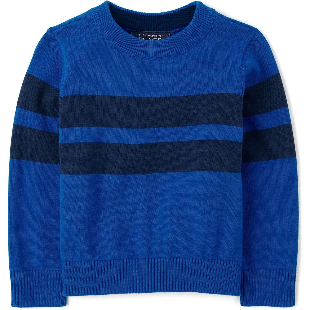 image:imageThe Childrens Place Baby Boys and Toddler Long Sleeve Crew Neck Pullover SweaterBlue Stripe