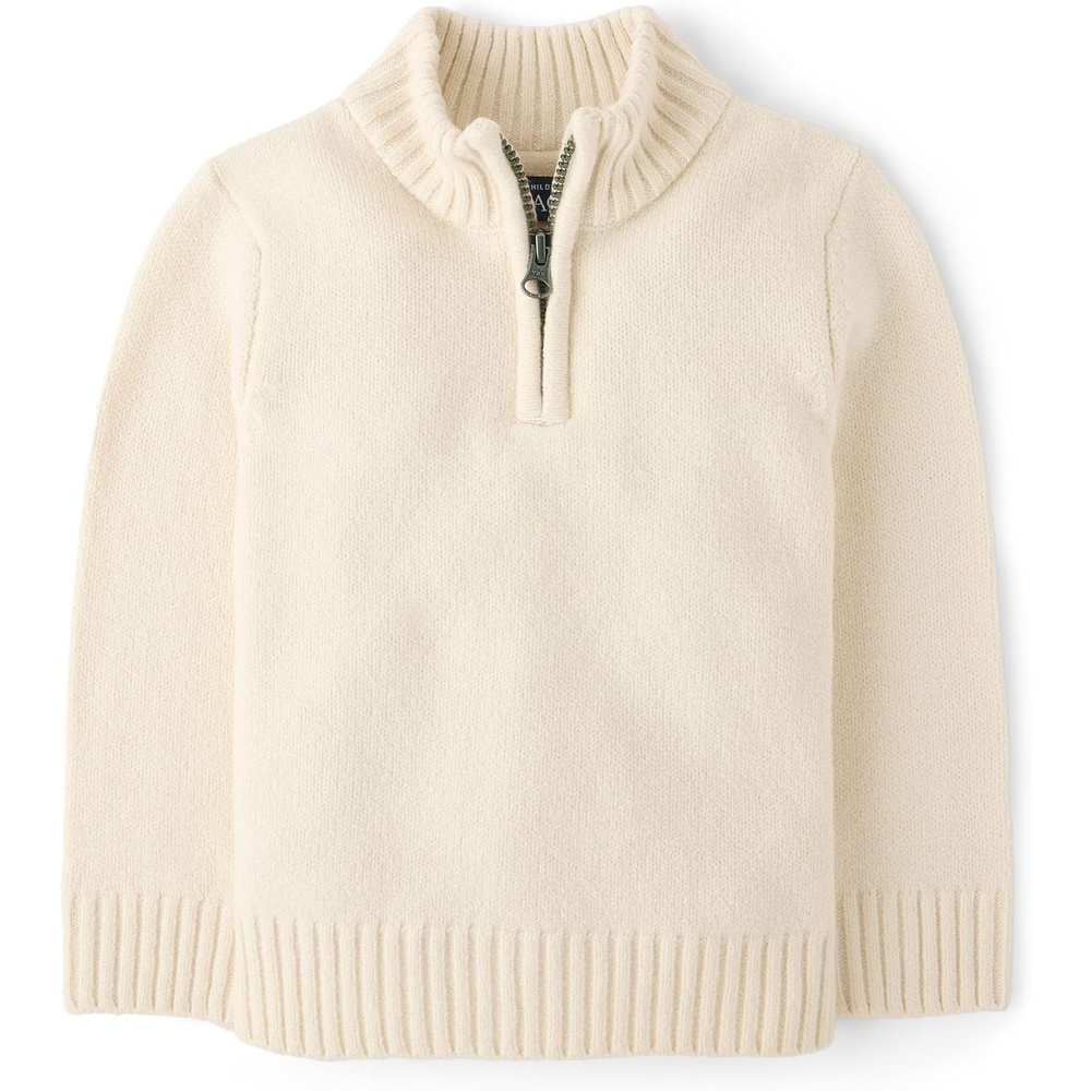 image:imageThe Childrens Place Baby Boys and Toddler Long Sleeve Quarter Zip Pullover SweaterHay Stack