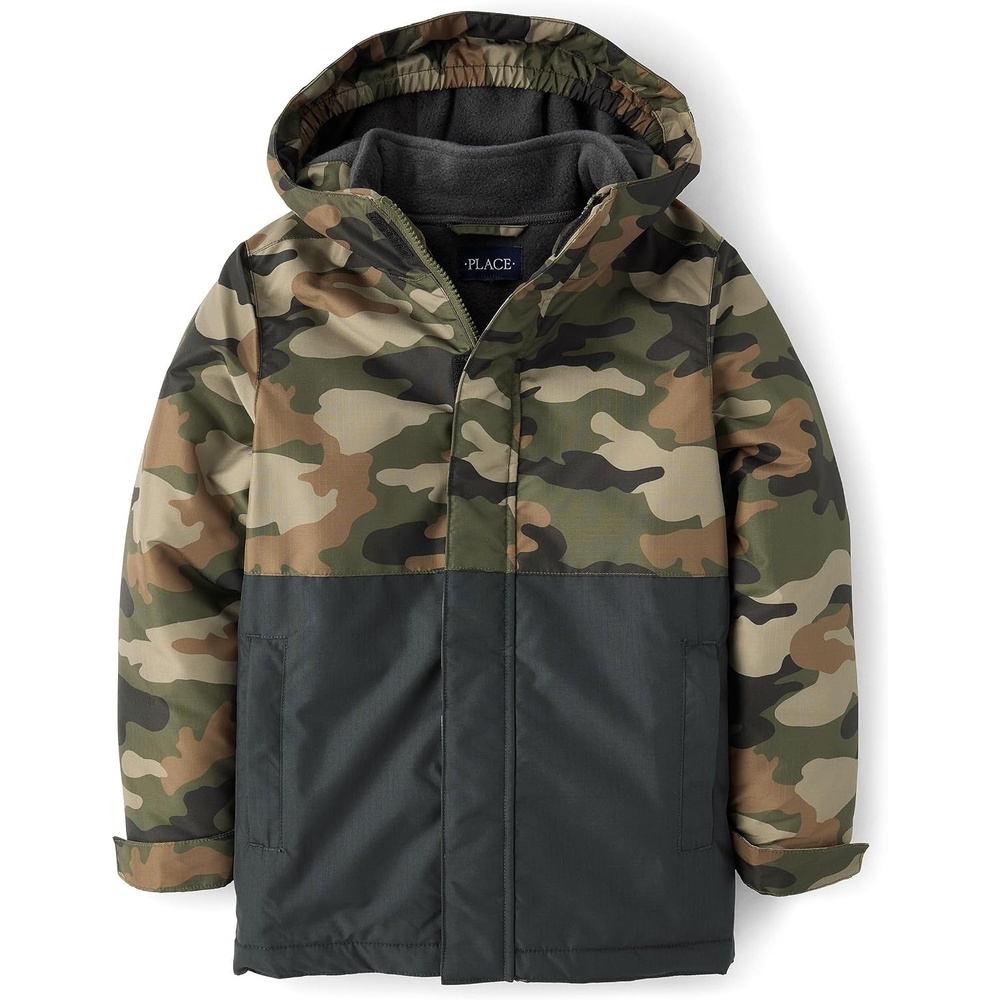 image:imageThe Childrens Place Boys Heavy 3 in 1 Winter Jacket Windresistant Waterresistant Shell Fleece InnerTent Camo