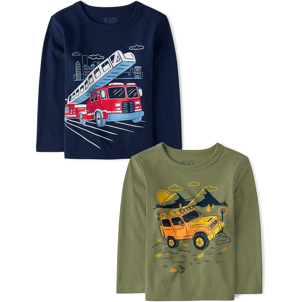 image:imageThe Childrens PlaceBaby Boysand Toddler Assorted Everyday Long Sleeve Graphic TShirtsFiretruckTruck