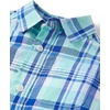 The Children’s Place Baby Boys’ and Toddler Poplin Long Sleeve Button Down Shirt(Mellow Aqua Plaid)