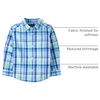The Children’s Place Baby Boys’ and Toddler Poplin Long Sleeve Button Down Shirt(Mellow Aqua Plaid)