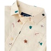 The Children’s Place Baby Boys’ and Toddler Poplin Long Sleeve Button Down Shirt(Off White Festive)