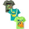 The Children’s Place Baby Boys’ and Toddler Dino,Animals,Sharks Short Sleeve Graphic T-Shirts,3 Pack(Night Dinos/Dinos/Tropical Dino)