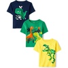 The Children’s Place Baby Boys’ and Toddler Dino,Animals,Sharks Short Sleeve Graphic T-Shirts,3 Pack(Volcano/Bunny Dino/Camo Dinos)