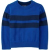 The Children’s Place Baby Boys’ and Toddler Long Sleeve Crew Neck Pullover Sweater(Blue Stripe)